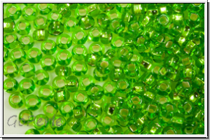 PR-11-57430, PRECIOSA Rocailles, 11/0, lime, dkst., trans., silver-ld., 20g