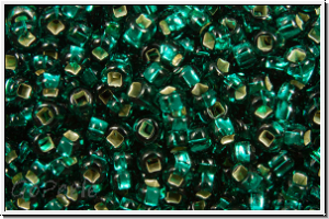 PR-11-57710, PRECIOSA Rocailles, 11/0, emerald, lighter, trans., silver-ld., 20g