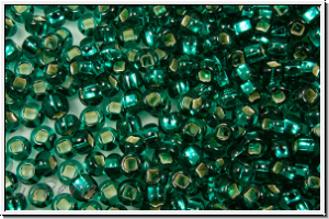 PR-11-57710, PRECIOSA Rocailles, 11/0, emerald, lighter, trans., silver-ld., 20g
