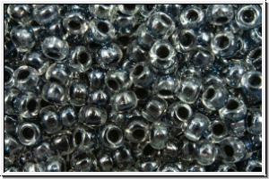 PR-11-38149, PRECIOSA Rocailles, 11/0, crystal, trans., black-ld., luster, 20g