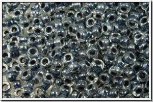 PR-11-38149, PRECIOSA Rocailles, 11/0, crystal, trans., black-ld., luster, 20g