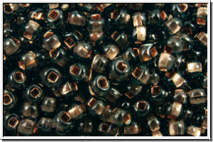PR-11-49010, PRECIOSA Rocailles, 11/0, black diamond, trans., copper-ld., 20g