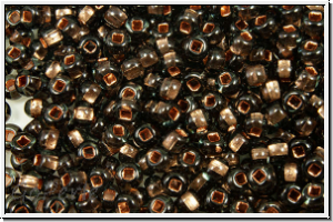 PR-11-49010, PRECIOSA Rocailles, 11/0, black diamond, trans., copper-ld., 20g