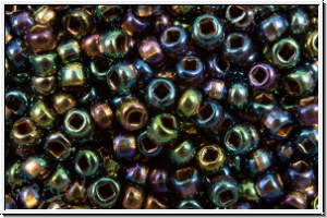 PR-11-49019, PRECIOSA Rocailles, 11/0, black diamond, trans., copper-ld., AB, 20g