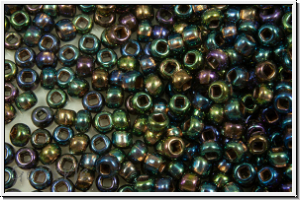 PR-11-49019, PRECIOSA Rocailles, 11/0, black diamond, trans., copper-ld., AB, 20g
