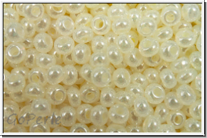 PR-11-47102, PRECIOSA Rocailles, 11/0, white, alabaster, yellow luster, 20g