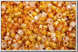 DB0987, MIYUKI Delica, 11/0, crystal, trans., spkl. golden peach-ld., 5g