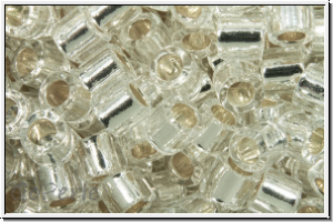 DBL0041, MIYUKI Delica, 08/0, crystal, trans., silver-ld., 5g