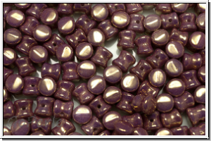 Diabolo-Beads, 5x5mm, white, op., rose gold luster, 25 Stk.