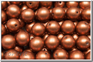 bhm. Glasperle, rund, 8mm, copper, dk., met., satin, 10 Stk.