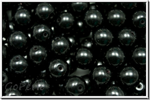 bhm. Glasperle, rund, 8mm, black, op., 10 Stk.