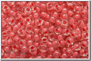 RR-11-0204, MIYUKI Rocailles, 11/0, crystal, trans., salmon pink-ld., 10g