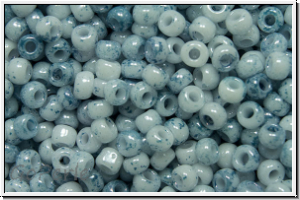 R-11-1205, TOHO Rocailles, 11/0, white, op., blue marbled, 10g