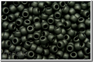 R-11-0049f, TOHO Rocailles, 11/0, black, op., matte, 10g