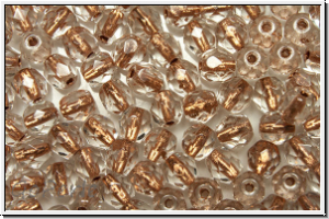Bhm. Glasschliffperle, feuerpol., 4mm, crystal, trans., copper-ld., 50 Stk.