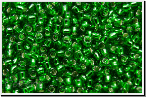 R-15-0027b, TOHO Rocailles, 15/0, green, grass, trans., silver-ld., 5g