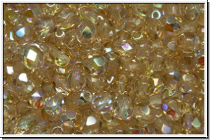 Bhm. Glasschliffperle, feuerpol., 4mm, topaz, pale, trans., AB, 50 Stk.