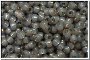 R-11-2115PF, TOHO Rocailles, 11/0, black diamond, opal, silver-ld., perm.-finish, 10g