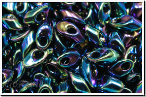 LMA-0455, MIYUKI Long Magatamas, 4x7mm, blue/green, met., iris., 80 Stk.