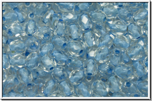 Bhm. Glasschliffperle, feuerpol., 4mm, crystal, trans., aqua-ld., 50 Stk.