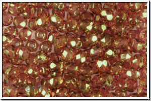 Bhm. Glasschliffperle, feuerpol., 4mm, crystal, trans., orange bronze luster, 50 Stk.