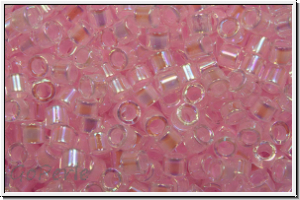 DBM0055, MIYUKI Delica, 10/0, crystal, trans., pink-ld., AB, 5g