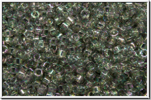 DB0107, MIYUKI Delica, 11/0, grey, trans., gold luster, AB, 5g