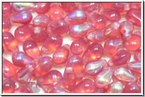 Drop Beads, 4x6mm, rose, opal, AB, 20 Stk.