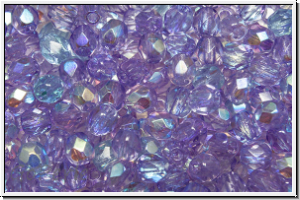Bhm. Glasschliffperle, feuerpol., 4mm, violet, lt., trans., AB, 50 Stk.