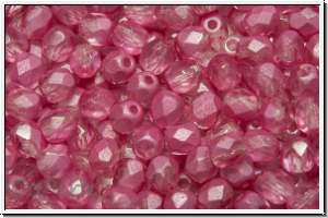 Bhm. Glasschliffperle, feuerpol., 4mm, crystal, trans., half wax pink, 50 Stk.