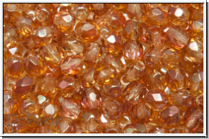 Bhm. Glasschliffperle, feuerpol., 4mm, crystal, trans., half copper luster, 50 Stk.