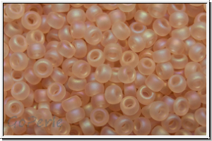 RR-11-0155fr, MIYUKI Rocailles, 11/0, tearose, lt., trans., matte, AB, 10g