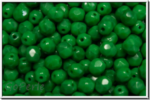 Bhm. Glasschliffperle, feuerpol., 4mm, green, forest, op., 50 Stk.