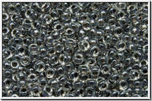RR-15-1559, MIYUKI Rocailles, 15/0, crystal, trans., met. charcoal-ld., 5g