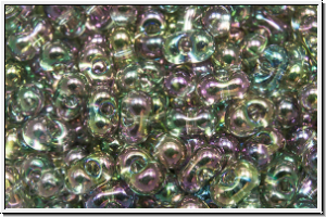 BB-2440, MIYUKI Berry Beads, 4,5x2,5mm, grey, trans., gold luster, AB, 10g