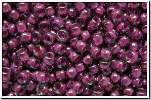 R-11-1076, TOHO Rocailles, 11/0, grey, trans., magenta-ld., 10g