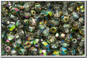 Bhm. Glasschliffperle, feuerpol., 4mm, crystal, trans., half vitrail, 50 Stk.