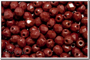 Bhm. Glasschliffperle, feuerpol., 4mm, garnet, lt., op., 50 Stk.