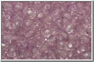 Bhm. Glasschliffperle, feuerpol., 4mm, crystal, trans., lt. lavender coating, 50 Stk.