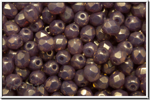 Bhm. Glasschliffperle, feuerpol., 4mm, white, opal, vega luster, 50 Stk.