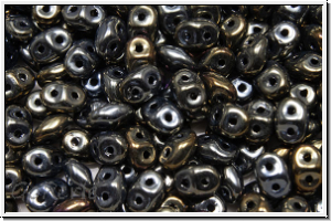 SD-23980-21415, SuperDuo Beads, brown, met., iris., 10g