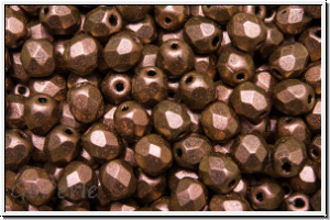 Bhm. Glasschliffperle, feuerpol., 4mm, brown, met. antique, 50 Stk.