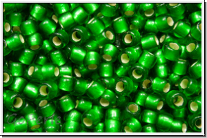 R-11-0027bf, TOHO Rocailles, 11/0, green, grass, trans., silver-ld., matte, 10g