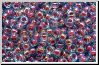 RR-11-0340, MIYUKI Rocailles, 11/0, aqua, trans.,hot pink-ld., AB, 10g