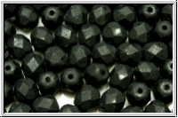 Bhm. Glasschliffperle, feuerpol., 6mm, black, op., matte, 25 Stk.