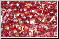 Kristallschliffperle, rund, 4mm, red, trans. galv. AB, 50 Stk.