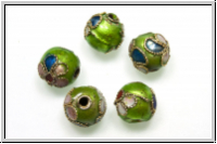 Cloissone-Perle, 8mm, green, 10 Stk.