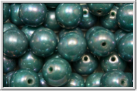 bhm. Glasperle, rund, 8mm, aqua, op., nebula, 10 Stk.