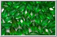 Bhm. Glasschliffperle, Olive, 6x4mm, green, kelly, trans., 25 Stk.