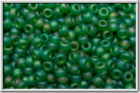 RR-11-0146fr, MIYUKI Rocailles, 11/0, green, kelly, trans., matte, AB, 10g